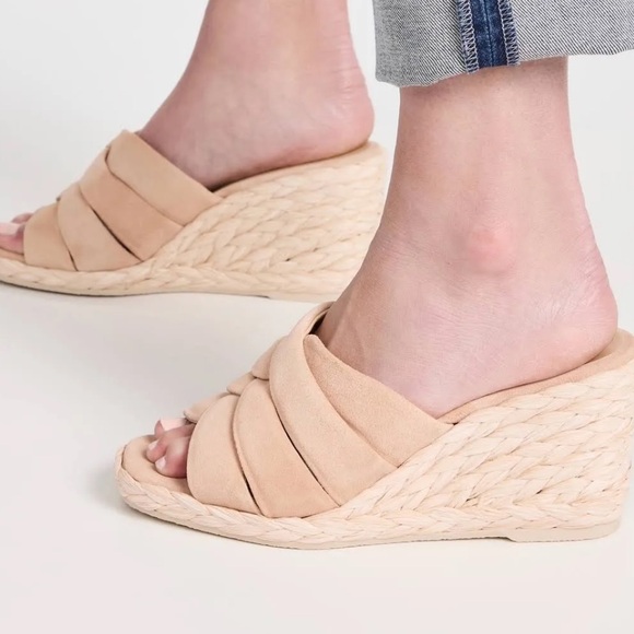Vince Beige Wedge Sandals - Picture 1 of 14